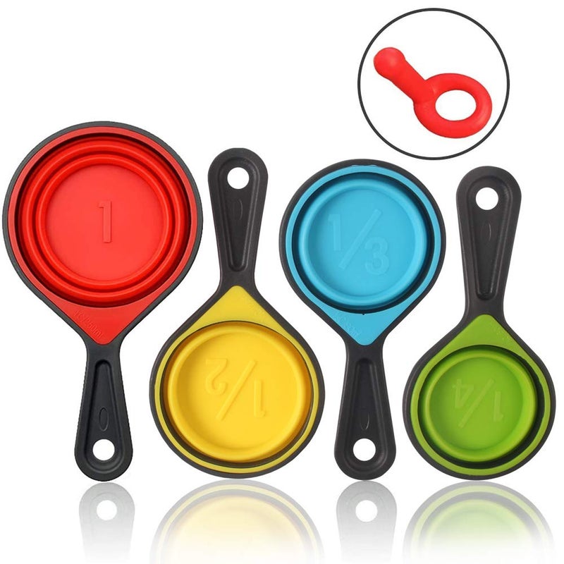 YAPROMO Collapsible Measuring Cups and Spoons - Portable Food Grade Silicone for Liquid & Dry Measuring, 8 Piece Set Kitchen Measuring Tool - Image 4
